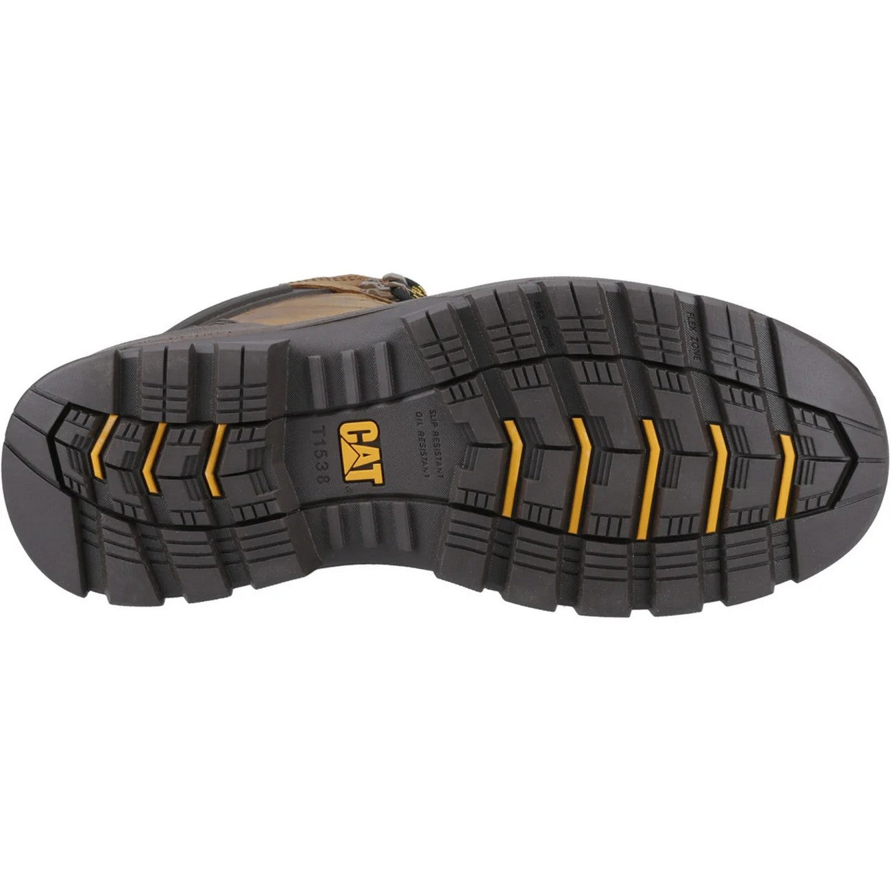 Dark Beige-Black-Yellow - Pack Shot - Caterpillar Mens Striver XL 6 Leather Safety Boots