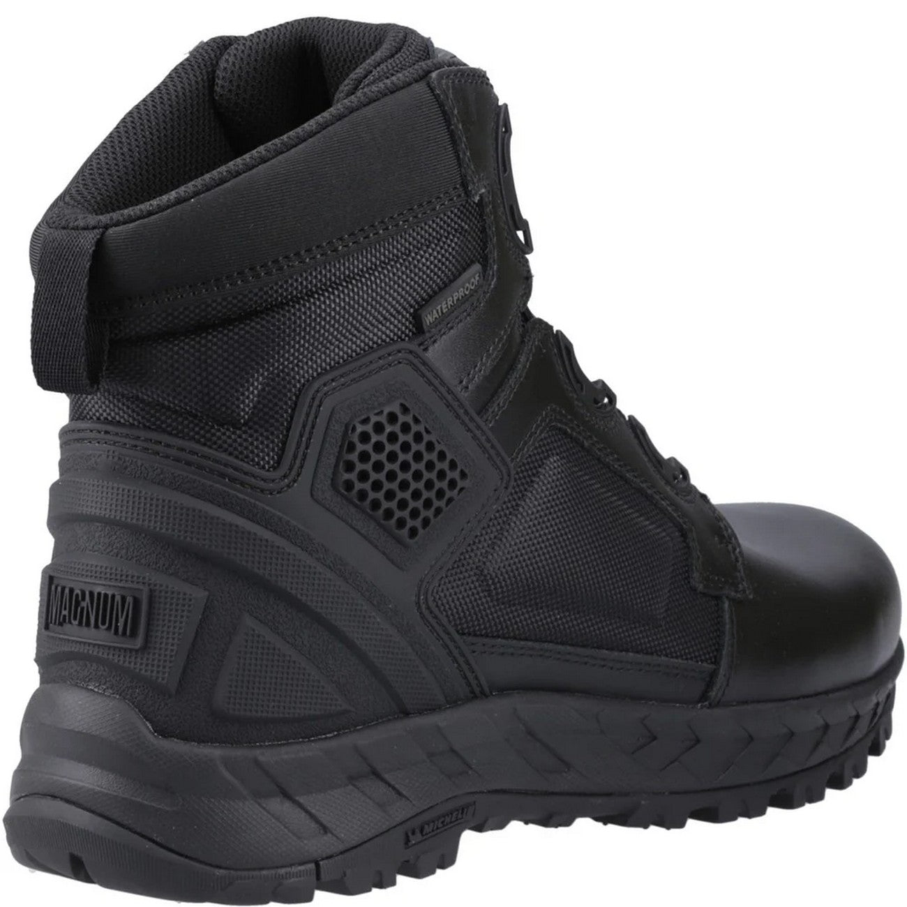 Black - Back - Magnum Mens Spider Exo 6.0 WP Leather Twist Strap Occupational Safety Boots