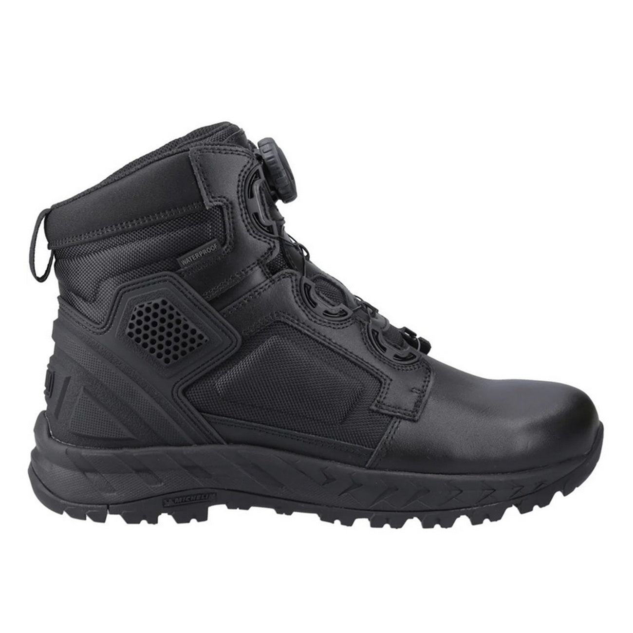 Black - Side - Magnum Mens Spider Exo 6.0 WP Leather Twist Strap Occupational Safety Boots