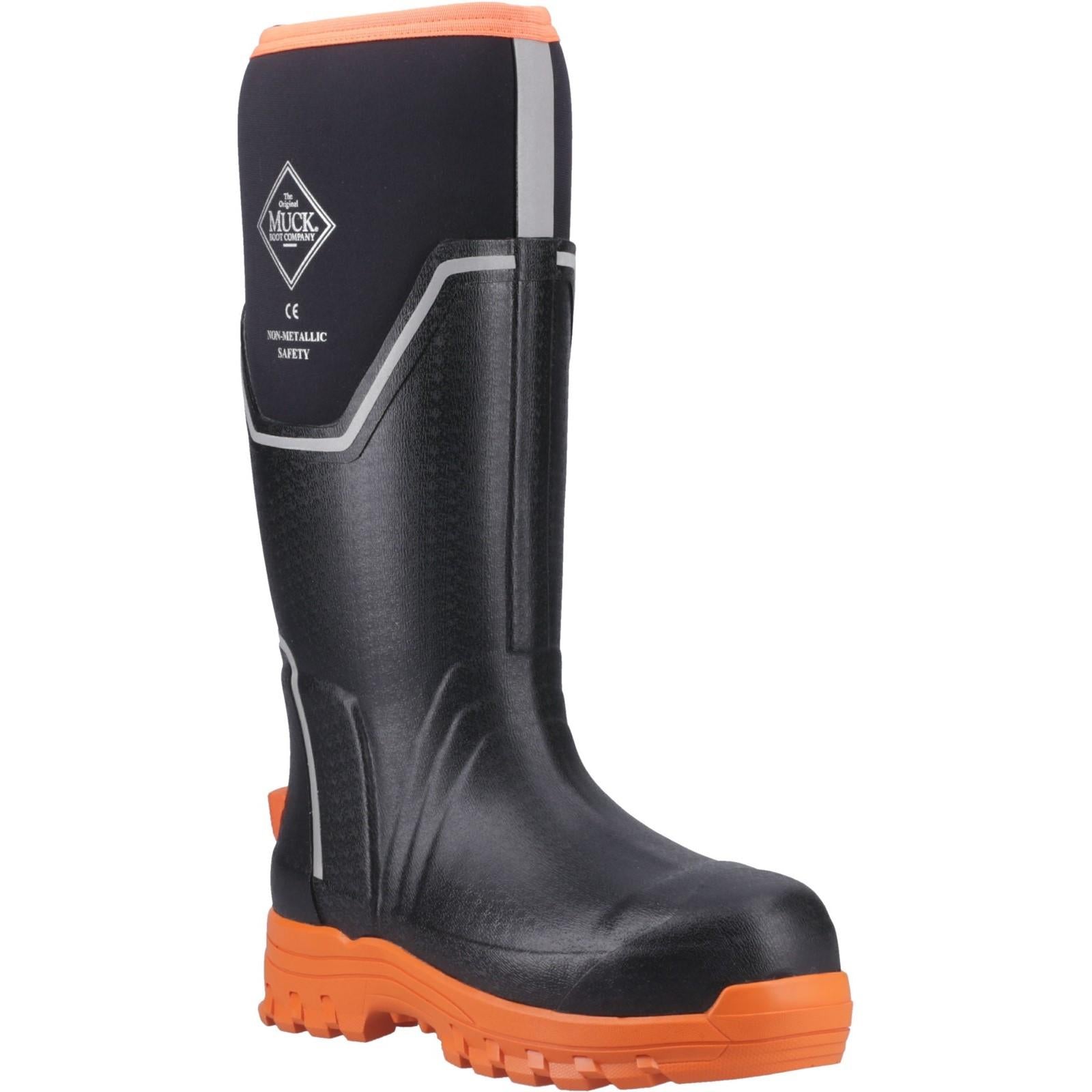Black-Orange - Back - Muck Boots Unisex Adult Grit Wellington Boots