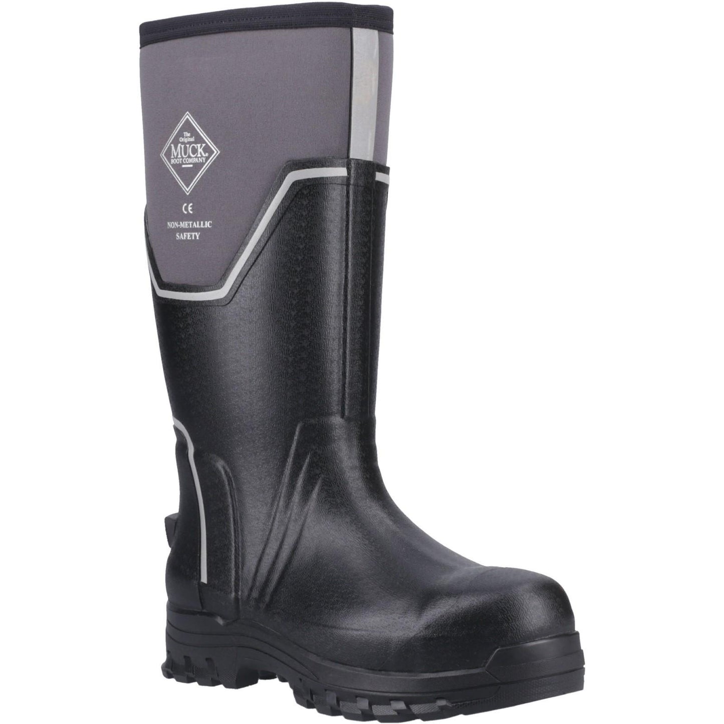 Black-Grey - Front - Muck Boots Unisex Adult Grit Wellington Boots