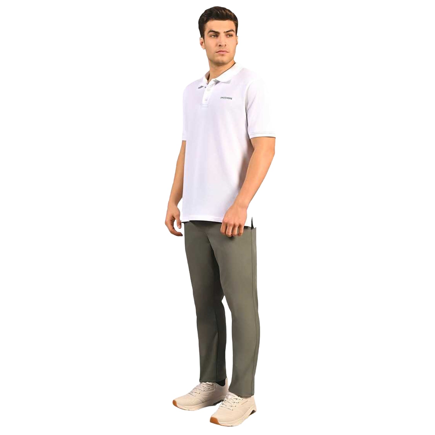 Olive-Grey - Side - Skechers Mens Downtown Classic Jogging Bottoms