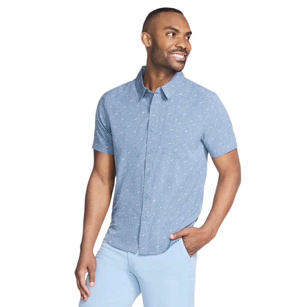 Denim - Side - Skechers Mens Go Walk Air Printed Short-Sleeved Shirt