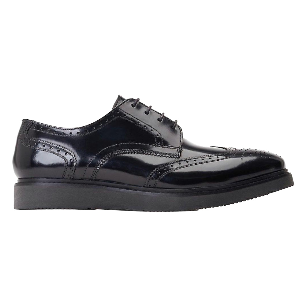 Black - Side - Base London Mens Joe Leather Brogues