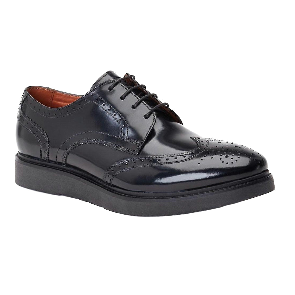 Black - Front - Base London Mens Joe Leather Brogues