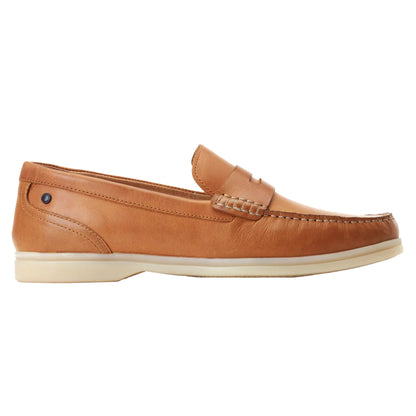 Burnt Tan - Side - Base London Mens Marlin Leather Penny Loafers