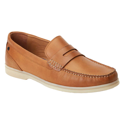 Burnt Tan - Front - Base London Mens Marlin Leather Penny Loafers