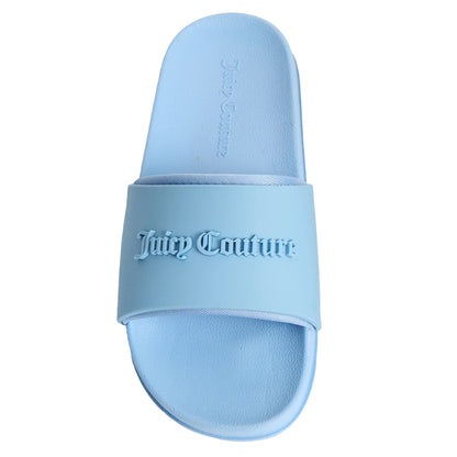 Dusky Blue - Side - Juicy Couture Womens-Ladies Embossed Sliders