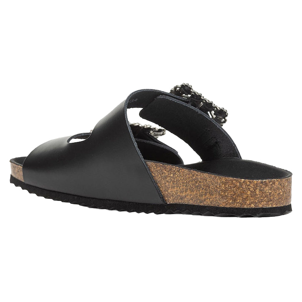 Black - Back - Geox Womens-Ladies D Brionia R Grain Leather Sandals