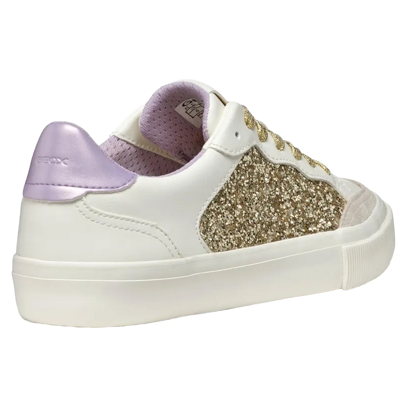 Optic White-Light Gold - Back - Geox Womens-Ladies D Emmeleny Trainers