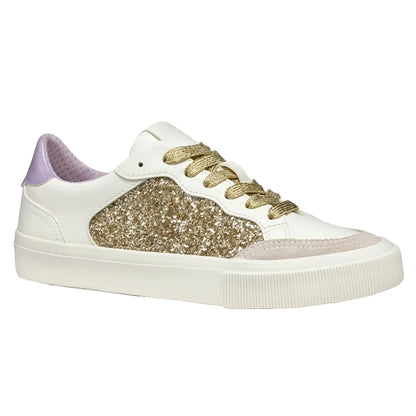 Optic White-Light Gold - Front - Geox Womens-Ladies D Emmeleny Trainers