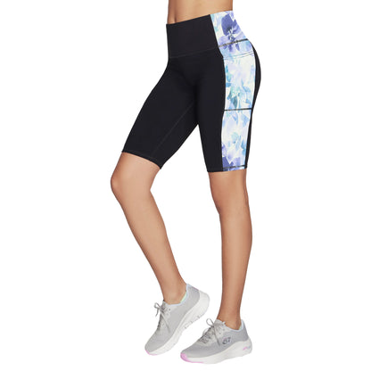 Purple-Turquoise - Front - Skechers Womens-Ladies GoWalk Seascape Floral Biker Shorts