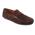 Dark Brown - Front - Base London Mens Collins Driver Suede Loafers