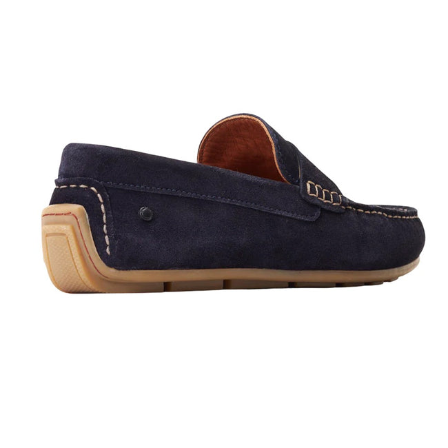 Navy - Back - Base London Mens Collins Driver Suede Loafers