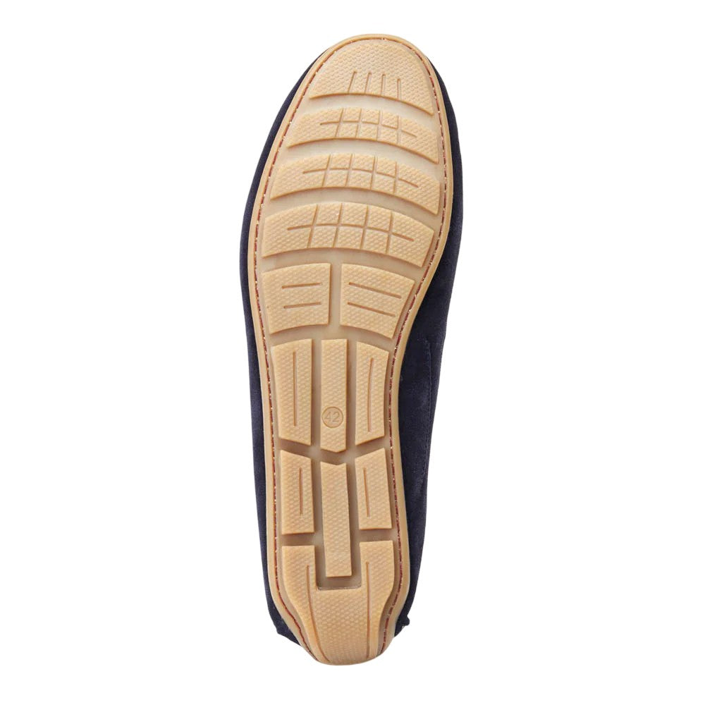 Navy - Side - Base London Mens Collins Driver Suede Loafers