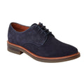 Navy - Front - Base London Mens Mawley Suede Derby Shoes