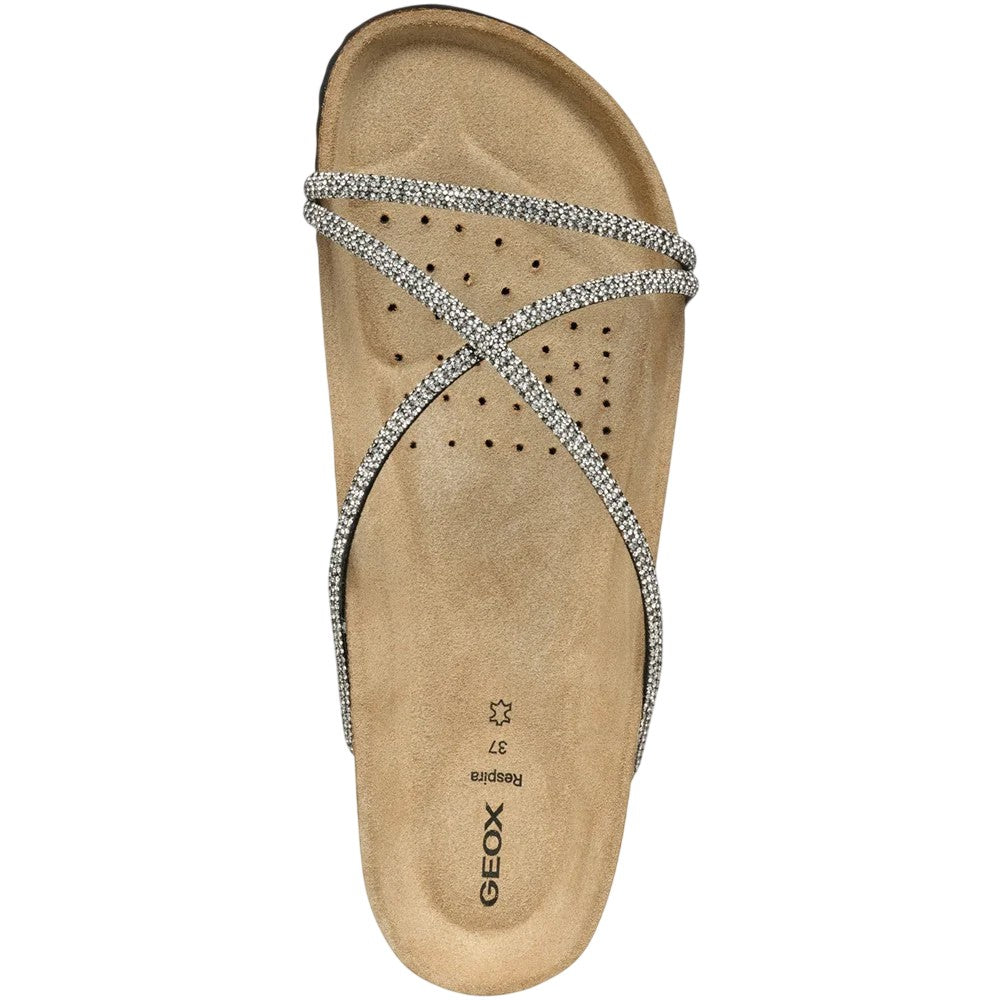 Black-Silver - Pack Shot - Geox Womens-Ladies D Brionia R Sandals