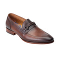 Burnt Brown - Front - Base London Mens Russo Buckle Leather Loafers