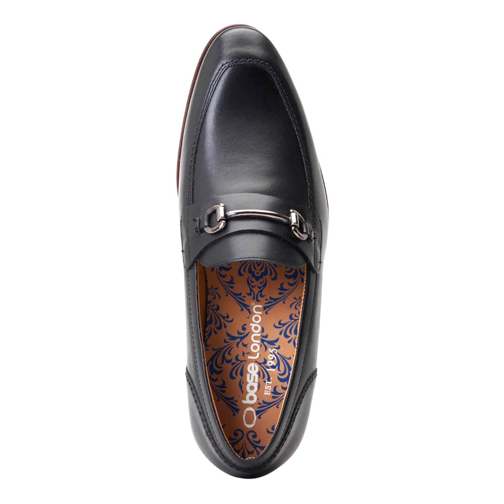 Black - Pack Shot - Base London Mens Russo Buckle Leather Loafers