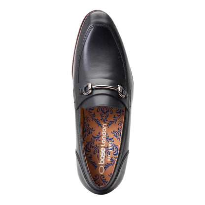 Black - Pack Shot - Base London Mens Russo Buckle Leather Loafers