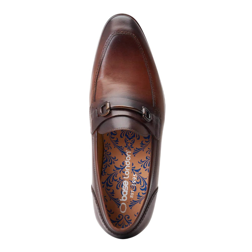 Burnt Brown - Pack Shot - Base London Mens Russo Buckle Leather Loafers