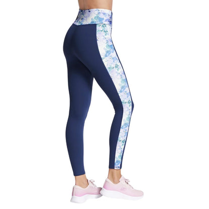 Purple-Turquoise - Side - Skechers Womens-Ladies GoWalk Seascape Floral High Waist Leggings