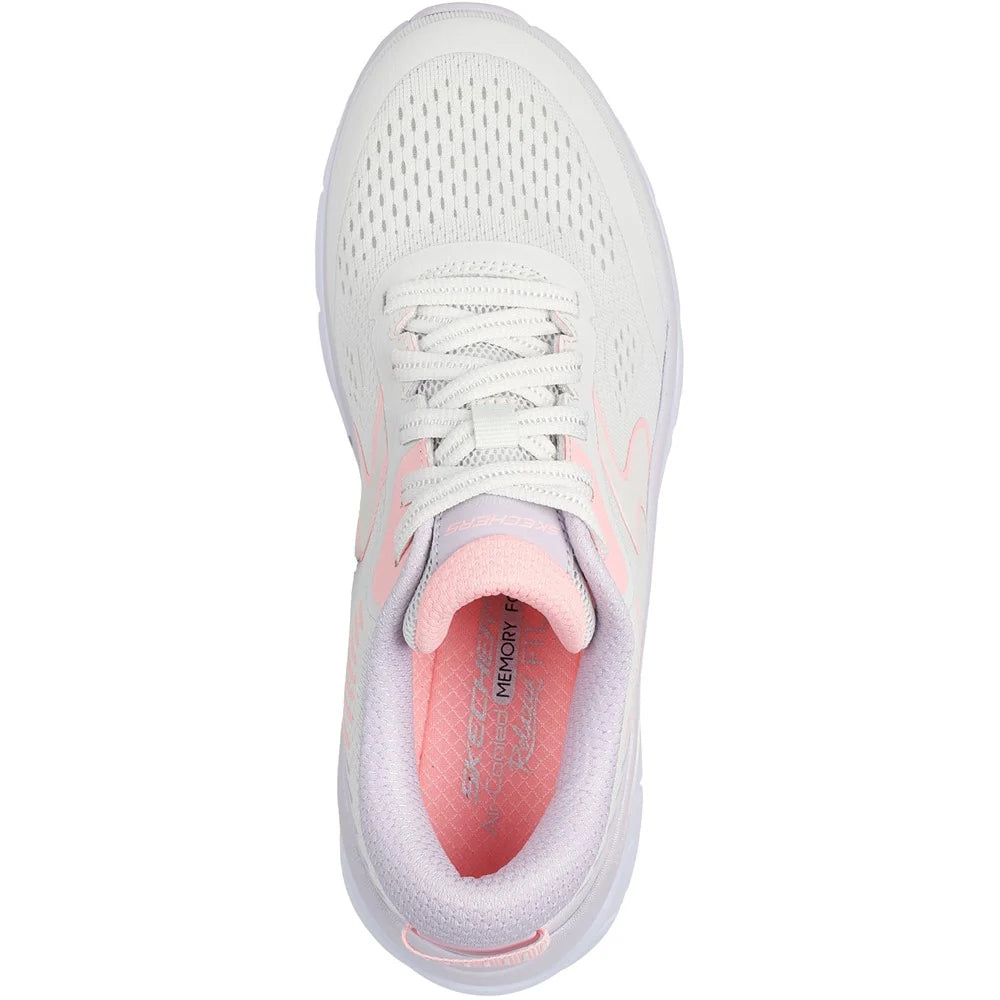 Off White-Pink - Pack Shot - Skechers Womens-Ladies D´Lux Walker 2.0 Active Pace Trainers
