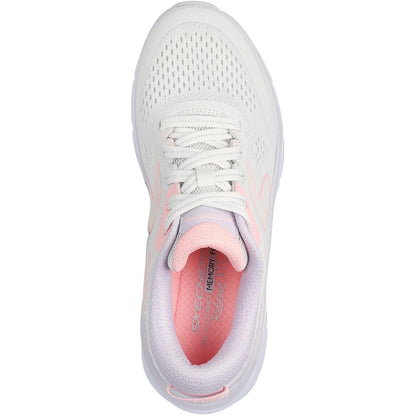 Off White-Pink - Pack Shot - Skechers Womens-Ladies D´Lux Walker 2.0 Active Pace Trainers