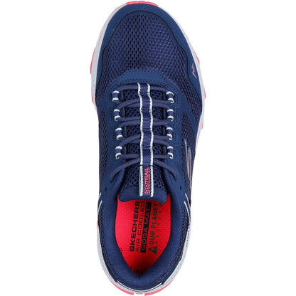 Navy-Orange - Pack Shot - Skechers Womens-Ladies Go Run Trail Altitude 2.0 Ravine Leather Trainers