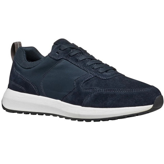 Navy - Front - Geox Mens U Volpiano Suede Trainers