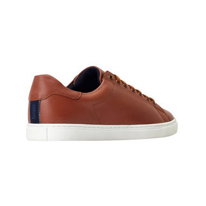 Burnt Tan - Back - Base London Mens Tucker Leather Soft Trainers