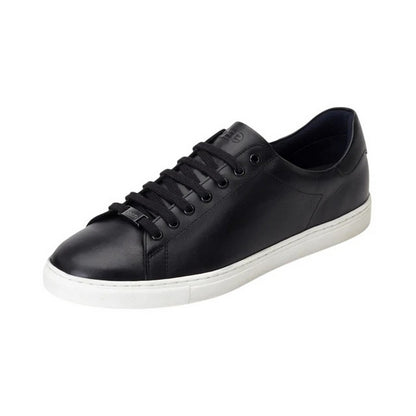 Black - Front - Base London Mens Tucker Leather Soft Trainers