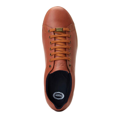 Burnt Tan - Pack Shot - Base London Mens Tucker Leather Soft Trainers