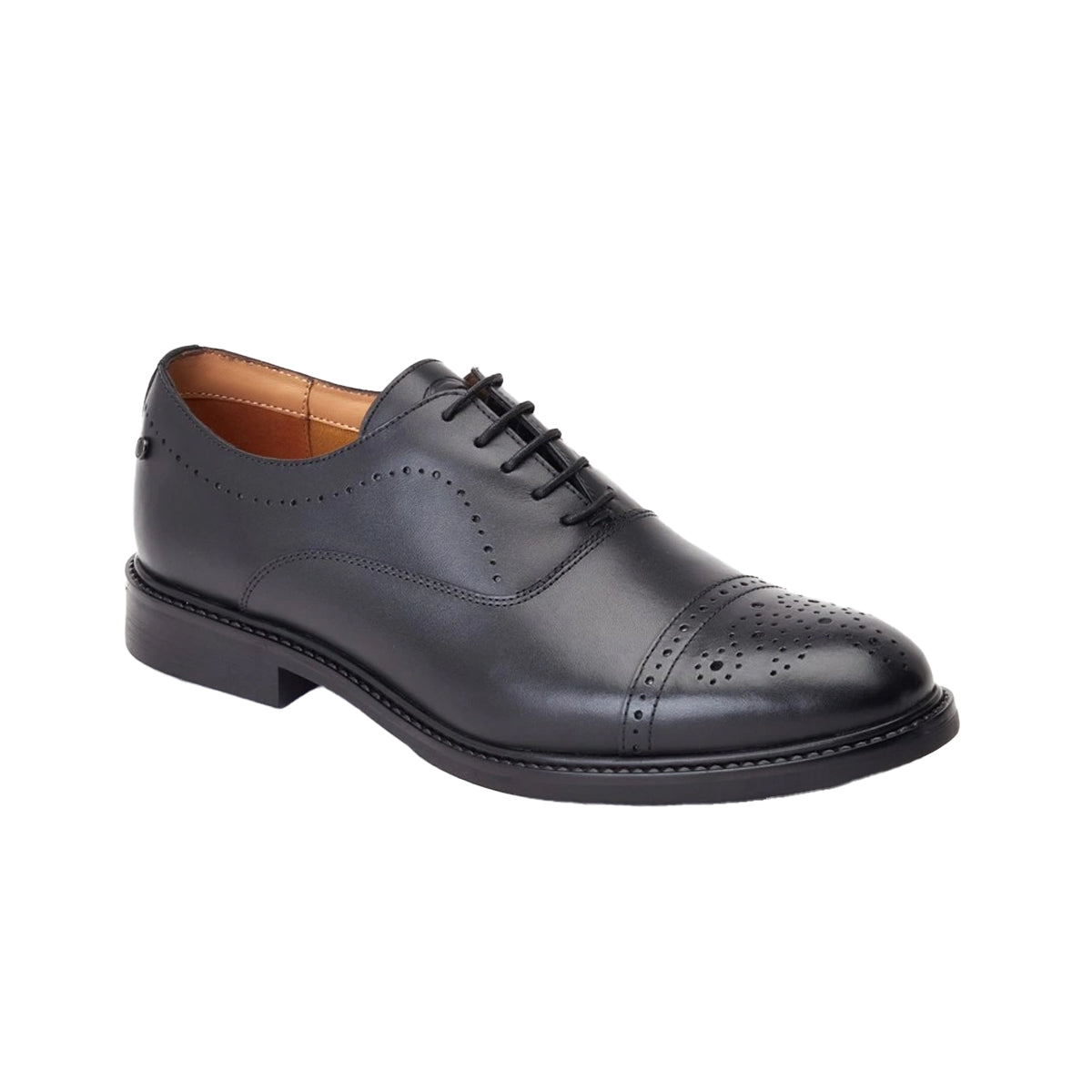Black - Front - Base London Mens Corbin Leather Oxford Shoes