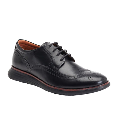 Black - Front - Base London Mens Flight Leather Brogues