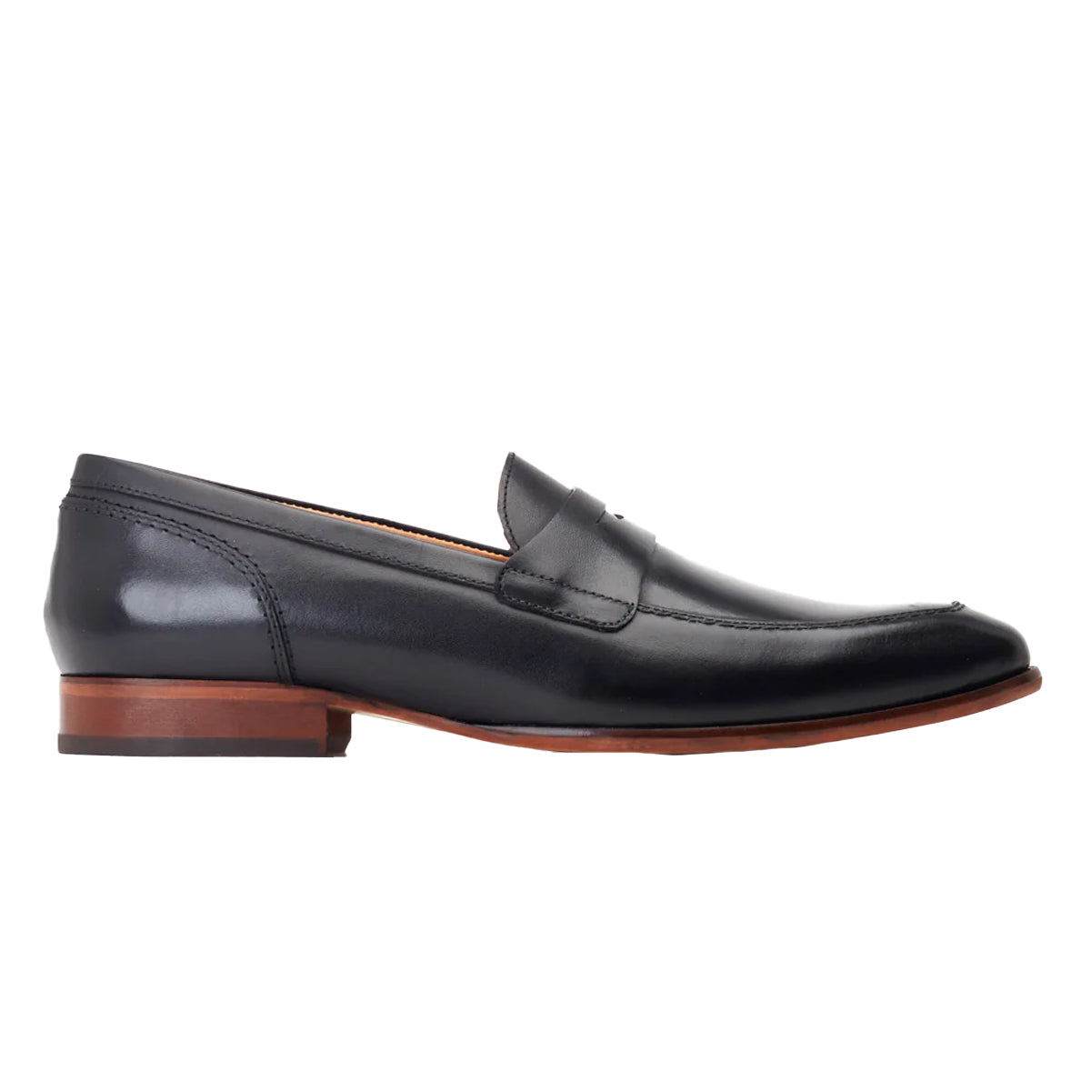 Black - Back - Base London Mens Bruno Leather Penny Loafers
