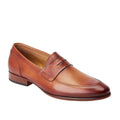 Burnt Tan - Front - Base London Mens Bruno Leather Penny Loafers