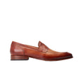 Burnt Tan - Side - Base London Mens Bruno Leather Penny Loafers