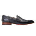 Black - Back - Base London Mens Bruno Leather Penny Loafers