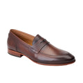 Burnt Brown - Front - Base London Mens Bruno Leather Penny Loafers