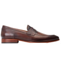 Burnt Brown - Back - Base London Mens Bruno Leather Penny Loafers