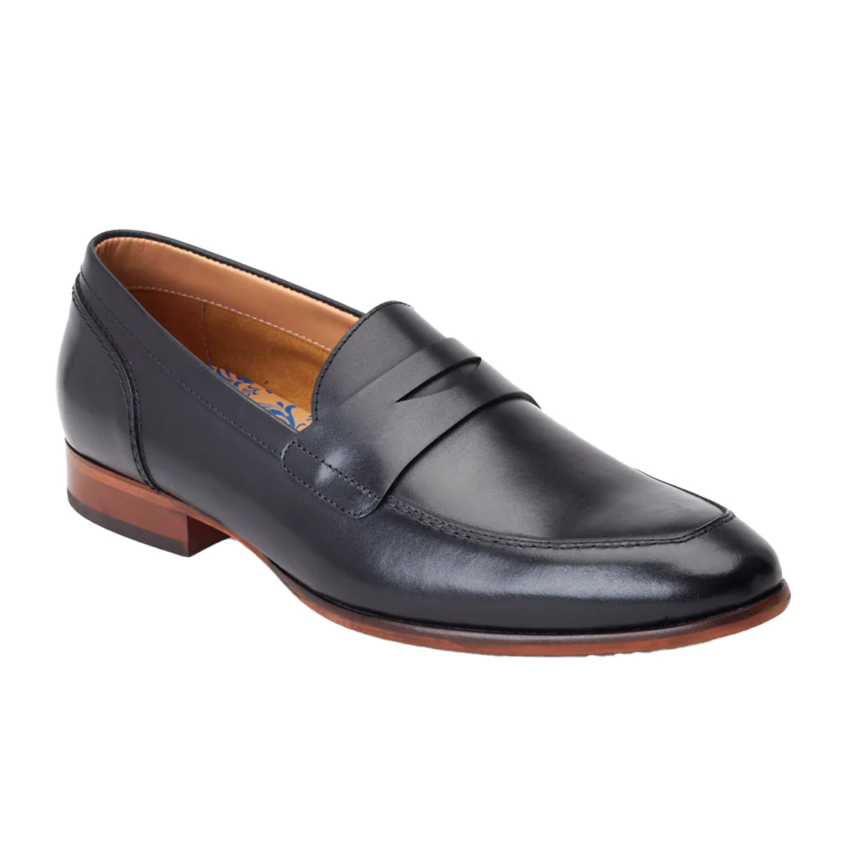 Black - Front - Base London Mens Bruno Leather Penny Loafers