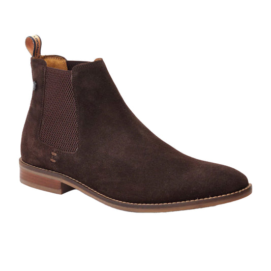 Burnt Brown - Front - Base London Mens Virgil Suede Chelsea Boots