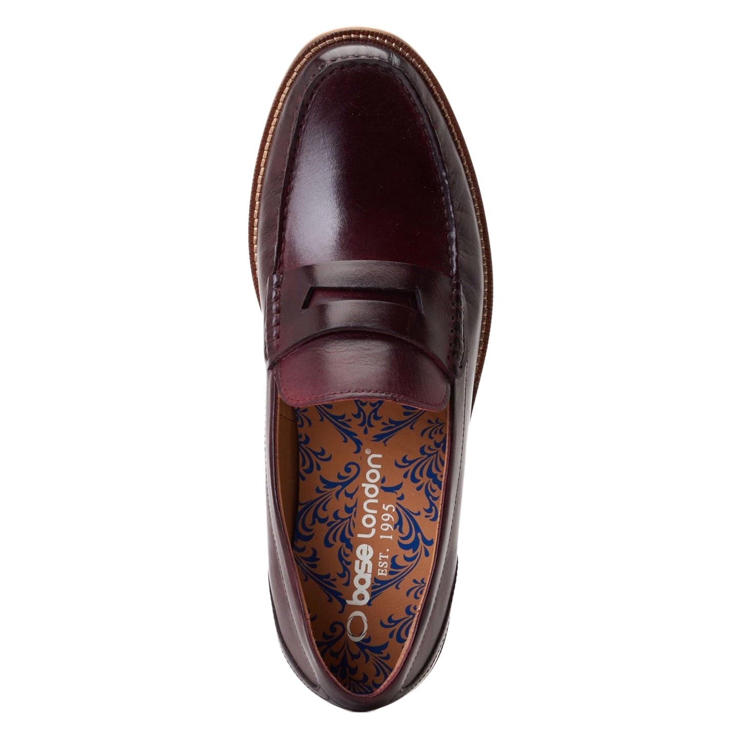 Bordo - Pack Shot - Base London Mens Garfield Leather Penny Loafers