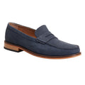 Navy - Front - Base London Mens Garfield Leather Penny Loafers