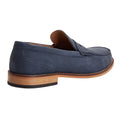 Navy - Back - Base London Mens Garfield Leather Penny Loafers