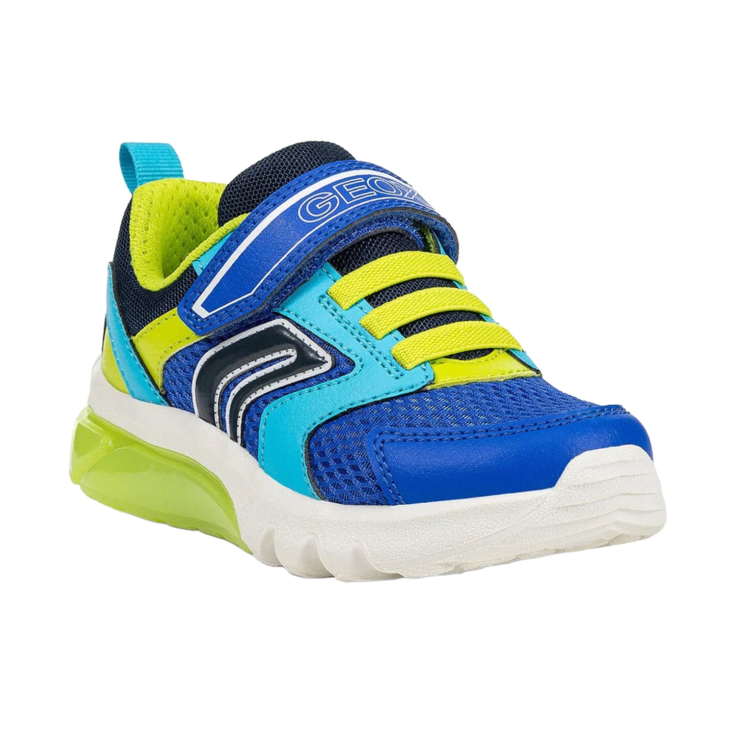 Royal Blue-Lime - Front - Geox Boys Ciberdron Light Up Trainers