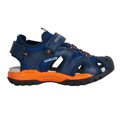 Royal Blue-Orange - Side - Geox Boys Borealis Sandals