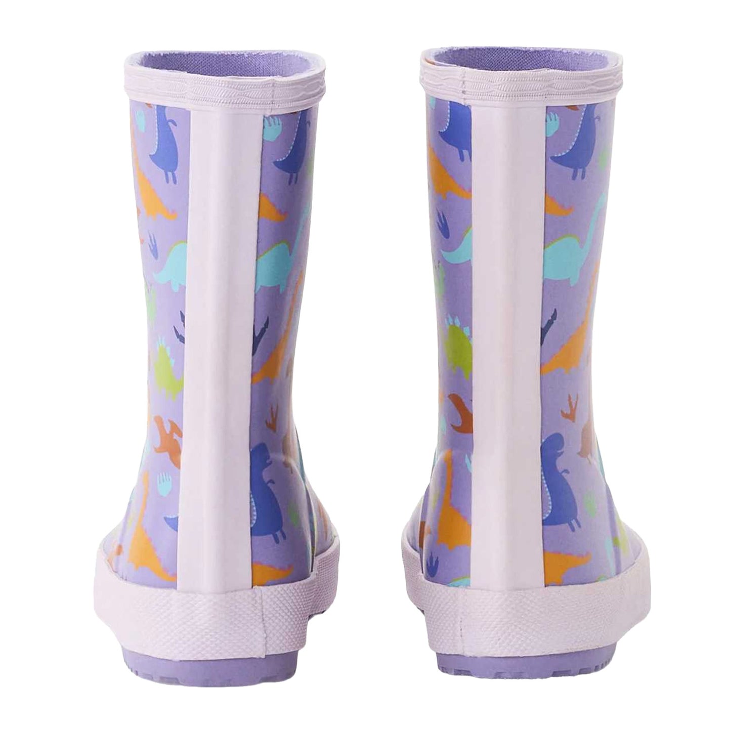 Purple - Back - Hunter Childrens-Kids Dinosaur Wellington Boots