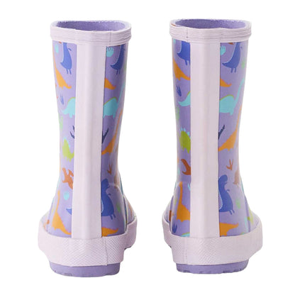 Purple - Back - Hunter Childrens-Kids Dinosaur Wellington Boots